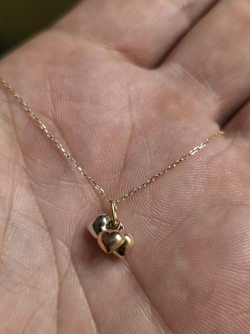 14K Gold Trinity Hearts Pendant Necklace